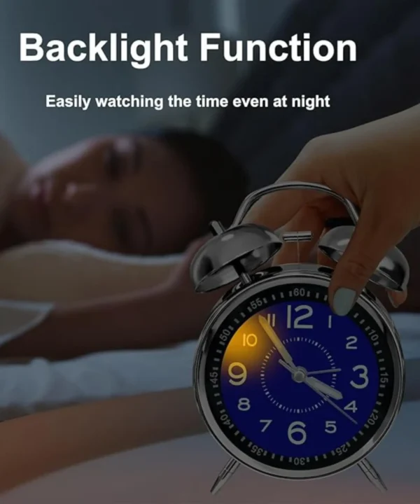 Metal Body Twin Bell Oval Design Alarm Clock