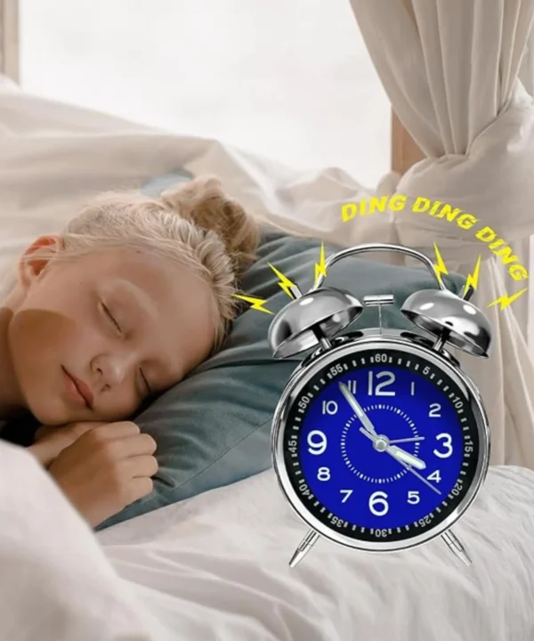 Metal Body Twin Bell Oval Design Alarm Clock