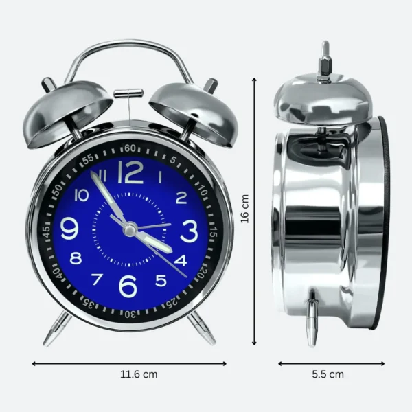 Metal Body Twin Bell Oval Design Alarm Clock